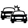 Two-car collision icon -- the car in front is being rear-ended